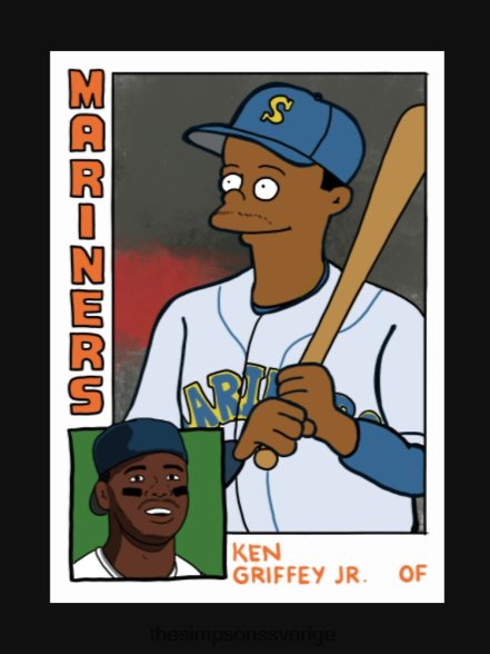 simpsons t-shirt homer at the bat - ken griffey jr. simpsons parodi baseball kort t-shirt klassisk t-shirt rb0709 Kläder DL0Z4F1 The Simpson Shop